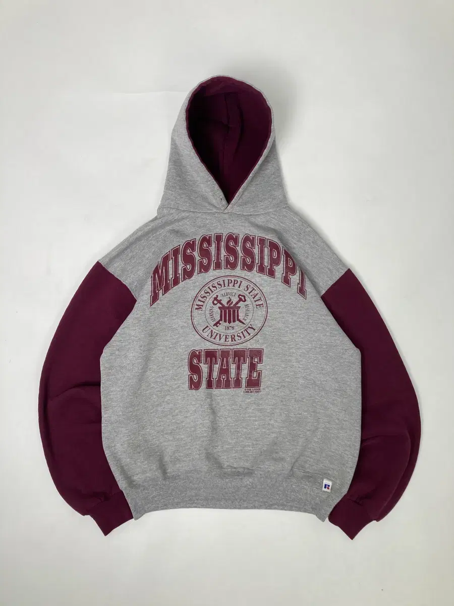 90s Russell Hoodie (grey/maroon)